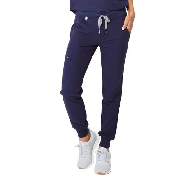 Figs Pants - FIGS Zamora Jogger Scrub Pants Women’s XS Navy Blue Silver Drawstring Healthcare
